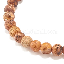 Round Natural Agate Stretch Beaded Bracelets&nbsp;BJEW-JB08196-01