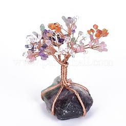 Natural Gemstone Chips and Fluorite Pedestal  Display Decorations&nbsp;G-S282-02