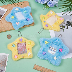 4Pcs 2 Styles Star Plush Photocard Holder with Plastic Ball Chain&nbsp;HJEW-FG0001-22