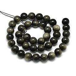 Natural Golden Sheen Obsidian Beads Strands&nbsp;G-S150-20-8mm