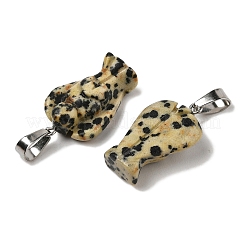 天然ダルメシアンジャスパーペンダント  201ステンレススチール製金具付き  天使  24~25x15~16x7~8mm  穴：5x7mm&nbsp;G-B127-10P-10