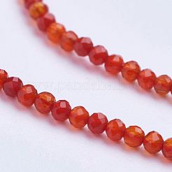 天然石カーネリアンビーズ連売り  染め＆加熱  多面カット  ラウンド  2~2.5mm  穴：0.5mm  約200~207個/連  15.35インチ〜15.7インチ（39~40cm）&nbsp;G-E373-01A
