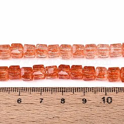 クラックル透明ガラスビーズ連売り  キューブ  多面カット  サンゴ  5.5~6x6~6.5x6~6.5mm  穴：1.2~1.5mm  約65個/連  14.76~14.96インチ（37.5~38cm）&nbsp;GLAA-N062-6mm-10