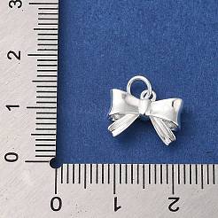 スターリングシルバーの蝶結びチャーム925個  丸カン＆スタンプ925個付き  銀  10x13x4mm  穴：3mm&nbsp;STER-K180-01S