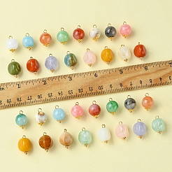 38個19色アクリルパーツ  真鍮のループを有します  ナゲットとラウンド  ミックスカラー  16.5~19x12~12.5x11.5~12mm  穴：1.8~2mm  2個/スタイル&nbsp;MACR-FS0001-80