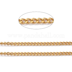 304ステンレススチールカーブチェーン  スプールで  ハンダ付け  PVD真空メッキ  18KGP本金メッキ  1.5x1x0.2mm  10.93ヤード（10m）/ロール&nbsp;CHS-D033-02G-01