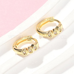 Heart Brass Micro Pave Clear Cubic Zirconia Hoop Earrings&nbsp;EJEW-Z102-29G