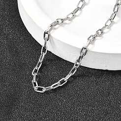 304ステンレススチールペーパークリップチェーンブレスレット、女性用、男性用  ステンレス鋼色  6-1/2インチ（16.4cm）&nbsp;BJEW-A050-03P