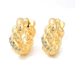 ツイスト真鍮キュービックジルコニアフープピアス  18KGP本金メッキ  17.5x5x15.5mm&nbsp;EJEW-Q016-18G