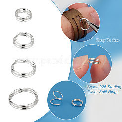 40Pcs 4 Styles 925 Sterling Silver Split Rings&nbsp;STER-PH0001-45