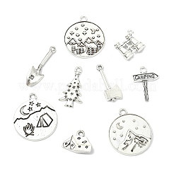 90Pcs 9 Styles Camping Theme Tibetan Style Alloy Pendants&nbsp;FIND-CJ0005-64