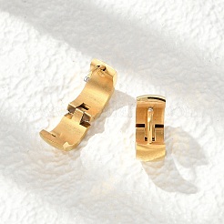 304ステンレススチール研磨効果フープピアス  イオンプレーティング（ip）  ゴールドカラー  13.5x6mm&nbsp;EJEW-M001-29A-G