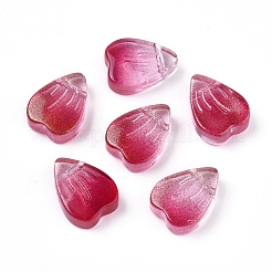 電気メッキガラスチャーム  ハート  キャメル  12x9x4mm  穴：1mm&nbsp;EGLA-E059-D01