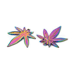 合金ペンダント  カドミウムフリー＆ニッケルフリー＆鉛フリー  カエデの葉  虹色  39x33x2mm  穴：1.4mm&nbsp;PALLOY-S180-133-NR