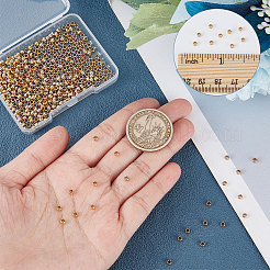 304ステンレススチールスペーサービーズ500個  ロンデル  ゴールドカラー  3x2mm  穴：1.8mm&nbsp;STAS-BBC0001-38