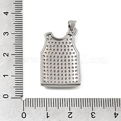 真鍮マイクロパヴェクリアキュービックジルコニアペンダント  服のチャーム  プラチナ  28x18x3mm  穴：4x3.5mm&nbsp;CU-CBA108A-10P
