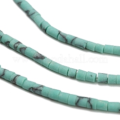 染め合成ターコイズビーズ連売り  コラム  アクアマリン  2~2.5x2~3mm  穴：0.7mm  約140~143個/連  12.40''~12.60''（31.5~32センチメートル）&nbsp;G-P594-01B-04