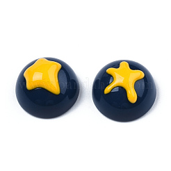 不透明な樹脂エナメルカボション  金星で半円  ミッドナイトブルー  15x8mm&nbsp;CRES-N031-017