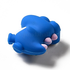 大きな目の恐竜の形の pvc ペンダント  ブルー  49.5x44x25mm  穴：3mm&nbsp;KY-E012-07B
