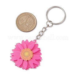 鉄とプリントアクリルペンダントキーホルダー  鍵掛け飾り  花  プラチナ  9.7cm&nbsp;KEYC-JKC00897