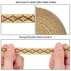 ポリエステル編組レースリボン  ひし形模様の装飾的な刺繍アップリケ  家の装飾のためのDIYソーイングクラフト  ダークカーキ  1/2インチ（14mm）  15メートル/カードについて&nbsp;SRIB-WH0006-24C