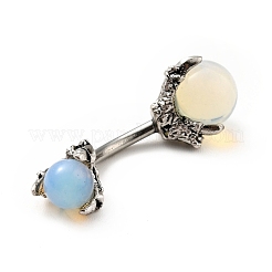 Opalite Beaded Curved Barbell&nbsp;AJEW-G042-04P