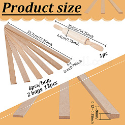MDF 粘土ローラーツール 12 個  モデリングツール  長方形  木製めん棒1本付き  淡い茶色  337x20x3~9mm&nbsp;DIY-UN0007-45