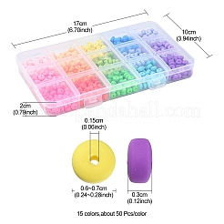750Pcs 15 Colors Handmade Polymer Clay Beads&nbsp;CLAY-YW0001-73