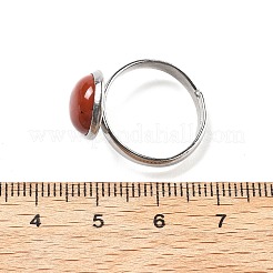 Half Round Natural Red Jasper Finger Rings&nbsp;RJEW-M062-01P-41