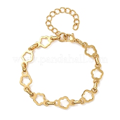 304 Stainless Steel Flower Link Chain Bracelets for Women&nbsp;BJEW-F536-23G