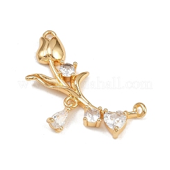 Brass Pave Clear Cubic Zirconia Links Connector Charms&nbsp;KK-K407-28G