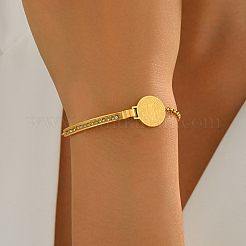 201 Stainless Steel Crystal Rhinestone Arc Bar Saint Benedict Medal Link Bracelets for Women&nbsp;RJ1740