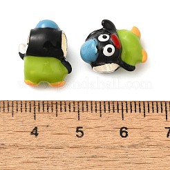 漫画ペンギン合金エナメルヨーロピアンビーズ  大穴ビーズ  オリーブ  15x12x9mm  穴：5mm&nbsp;FIND-U008-03G-C