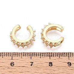 真鍮マイクロペーブクリアキュービックジルコニアカフイヤリング  C字型  18KGP本金メッキ  12.5x14x4mm&nbsp;EJEW-T047-56G