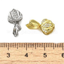 Rack Plating Brass Micro Pave Clear Cubic Zirconia Ice Pick Pinch Bails&nbsp;KK-K340-17