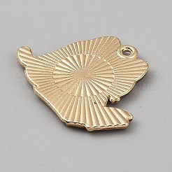 亜鉛合金エナメルペンダント  ライトゴールド  猫の形  ホワイト  21.5x27x2mm  穴：1.6mm&nbsp;FIND-WH20033-062B-06
