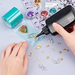 紫外線レジン  エポキシ樹脂  プレスジュエリー  合金リンクを持つ  オープンバックベゼル  合金カボション  プラスチック絵ステッカー  ネイルアートデカールステッカー  pailletteのビーズ  ミックスカラー  9x9.5x1mm  穴：5mm&nbsp;PALLOY-OC0001-96