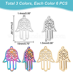 18Pcs 3 Colors 304 Stainless Steel Pendant&nbsp;STAS-DC0012-31