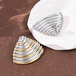 ツートンシェルシェイプ304ステンレススチールスタッドピアス  鉛フリー＆カドミウムフリー＆ニッケルフリー  ゴールデン·ステンレス鋼色  25x30mm&nbsp;EJEW-H176-01GP