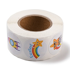 8 種類の粘着紙漫画報酬ステッカー  学生用ステッカー  フラットラウンド  スター  25mm  500PCS /ロール&nbsp;DIY-A049-01C