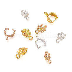真鍮のアイスピックピンチベイル  長持ちメッキ  葉  ミックスカラー  10x7~11.5x4mm  穴：1.2~1.5mm&nbsp;KK-TA0007-77
