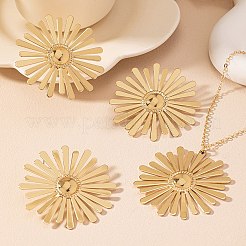 女性用ひまわり合金スタッドピアス＆ペンダントネックレス＆リングセット  ゴールドカラー  400mm&nbsp;FS-WG2A20A-01