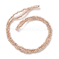 電気メッキビーズ連売り  多面カット  ラウンド  ローズゴールドメッキ  2x2mm  穴：0.5mm  約186~209個/連  13.78~16.14''（35~41センチメートル）&nbsp;X-EGLA-H104-01B