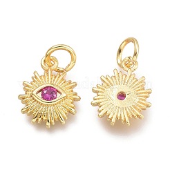 Brass Micro Pave Cubic Zirconia Pendants&nbsp;KK-P187-16-G