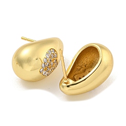 Rack Plating Brass Micro Pave Clear Cubic Zirconia Stud Earring&nbsp;EJEW-C102-29B-G