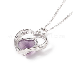 Heart Natural Mixed Stone Pendant Necklaces&nbsp;NJEW-JN03968