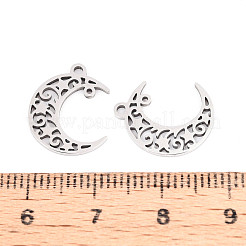 ステンレススチールチャーム201個  ムーン  レーザー切断  ステンレス鋼色  15x12x1mm  穴：1.2mm&nbsp;STAS-T066-92P