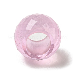 ガラスヨーロピアンビーズ  大穴ビーズ  ロンデル  多面カット  パールピンク  11x8mm  穴：5.5mm&nbsp;LS-GLAA-XCP0001-42B