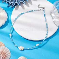 Summer Beach Sea Turtle Dyed Synthetic Turquoise & Glass Seed Beads Beaded Necklaces for Women&nbsp;NJEW-JN05081-02