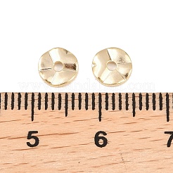 真鍮製スペーサービーズ  カドミウムフリー＆鉛フリー  ウェーブフラットラウンド  24KGP本金メッキ  6x1mm  穴：1.3mm&nbsp;KK-C163-06B-G